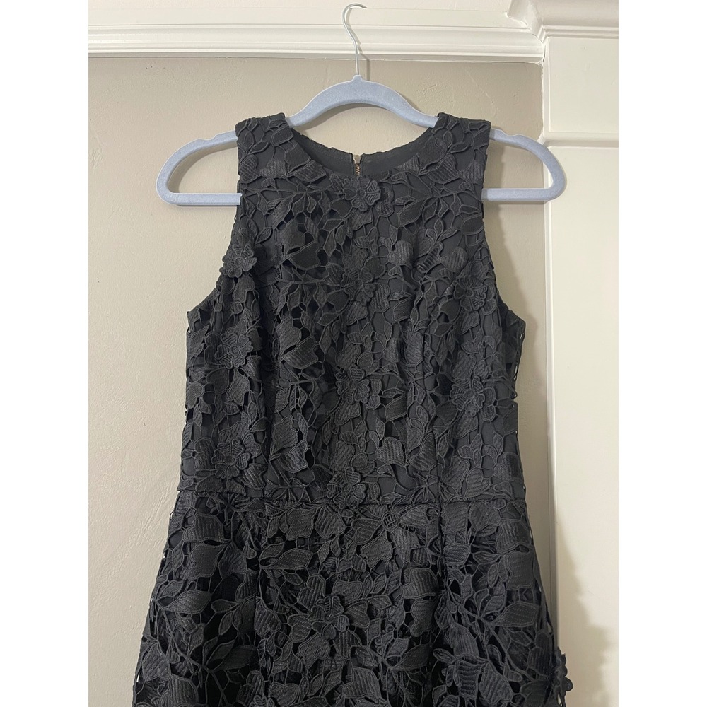 Betsy & Adam Womens Black Floral Lace Sleeveless Midi Cocktail Dress Size 8 - Picture 3 of 9